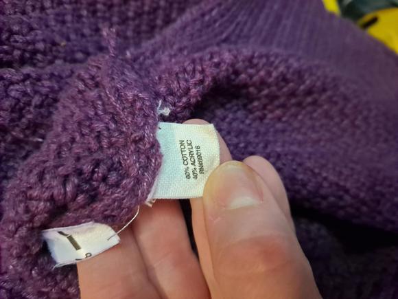 Ruff Hewn Purple Full Zip Cable Knit Sweater Size Medium - Picture 5 of 6